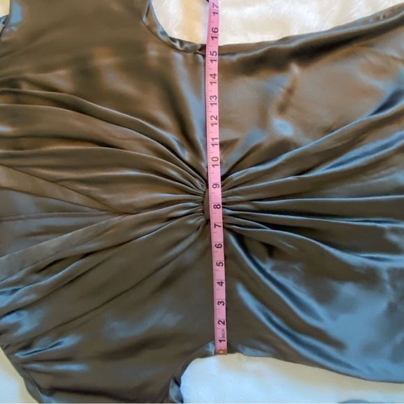 Anne Klein Silk Fitted Taupe Blouse/Top-Side Zip-Empire Waist Sz 6 - Picture 7 of 13
